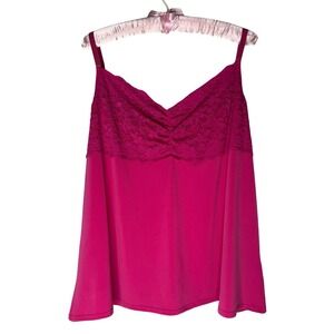 Avenue Plus Size 26/28 Pink Lace Trim Y2K 2010s Lace Cami Camisole Tank Top
